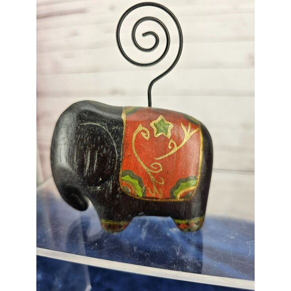 Elephant Decorative Spiral Clip Photo Holder in Warm Color Tones - Picture 2 of 6